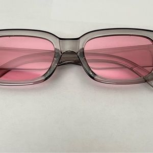 Grey w/ pink lens rectangle sunglasses